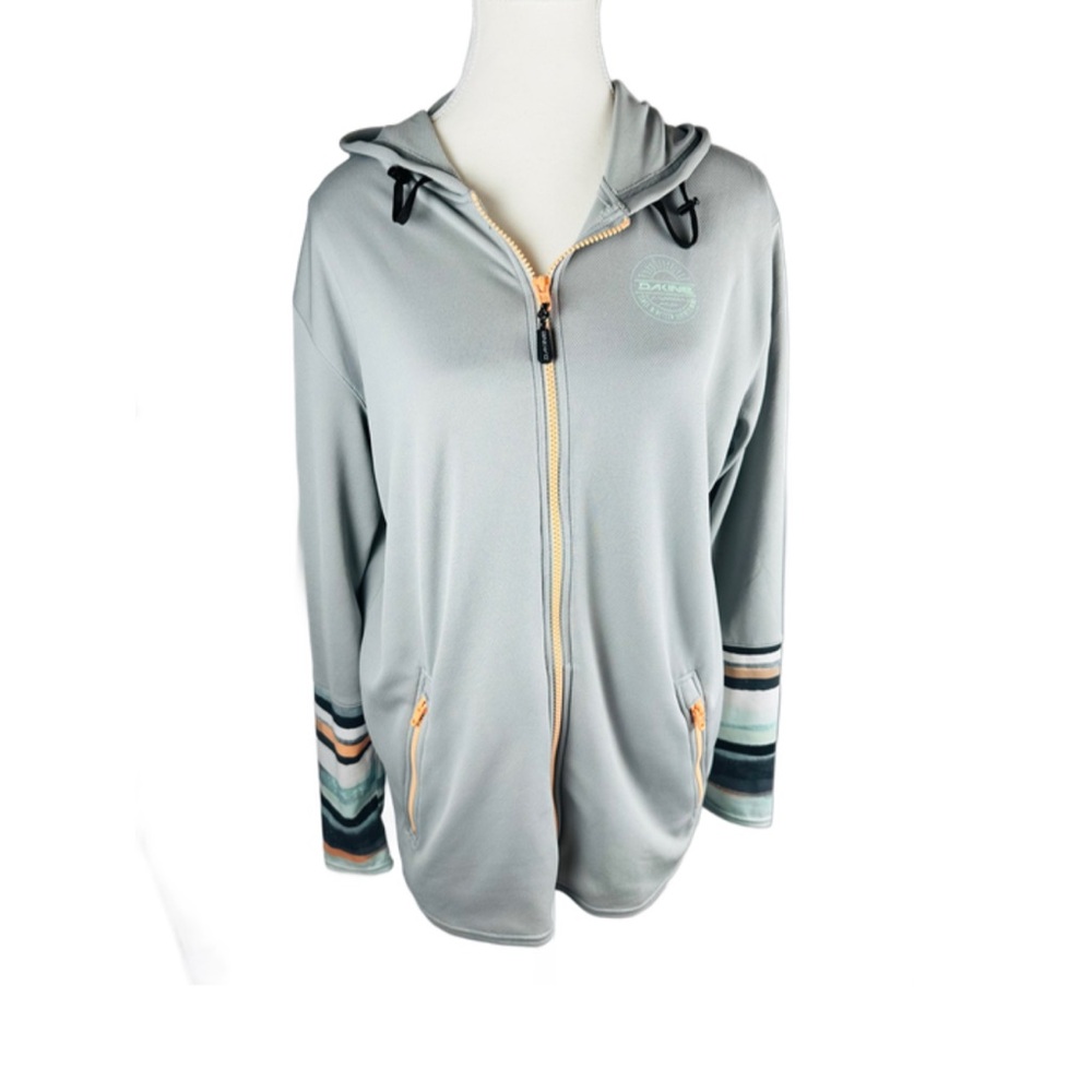 Dakine Lightweight Gray Zip-Up Jacket with Striped Accents Size L